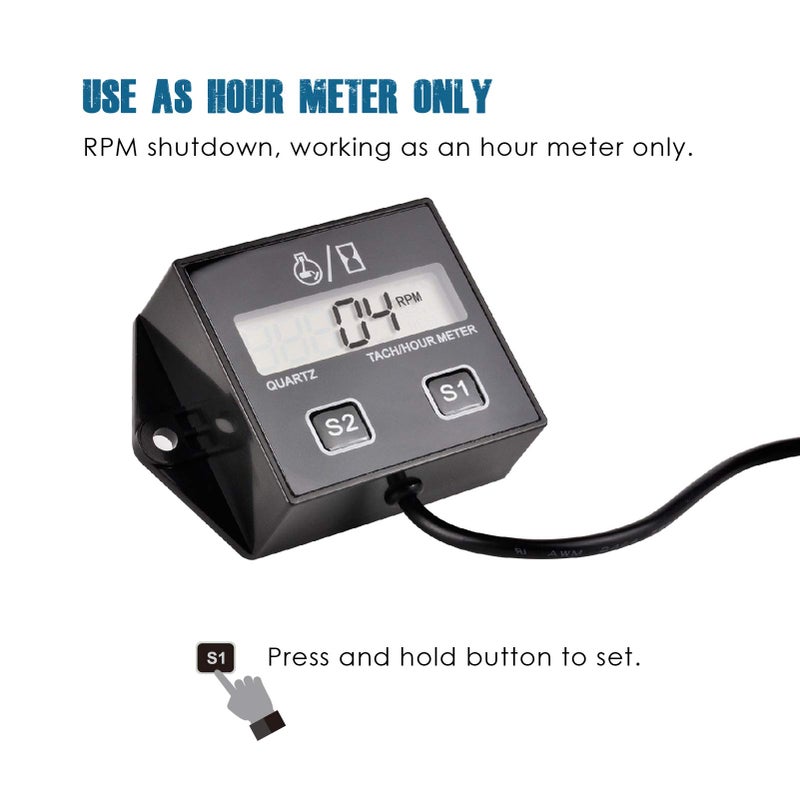 Runleader Digital Hour Meter Tachometer, Maintenance Reminder, Battery Replaceable, Automatically shutdown, Use for ZTR Lawn Mower Tractor Generator Marine Snowmobile. - Image 5